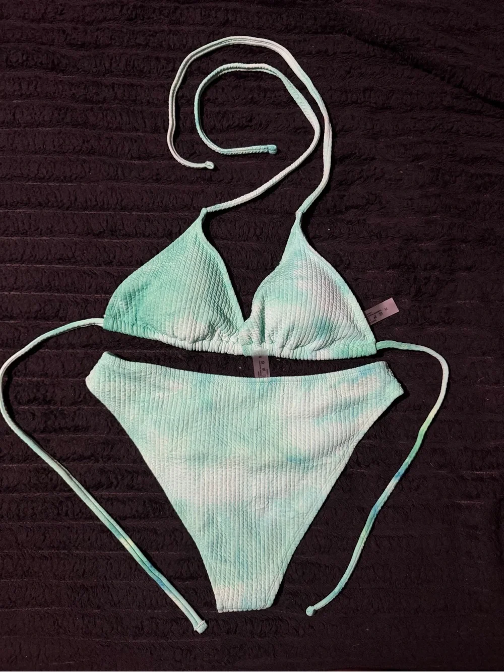 Women’s Mint Green Tie-Dye Bikini Set - Youth Swim Top & Bottom